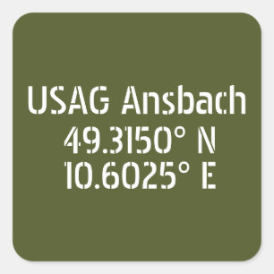 Sticker Carré USAG Ansbach Latitude Longitude