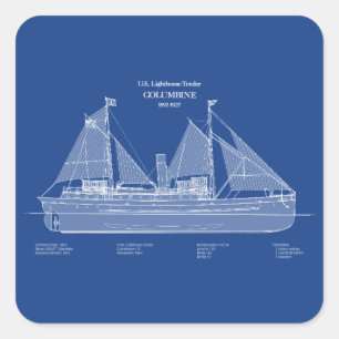Sticker Carré USCG Lighthouse Tender Columbine - ABD