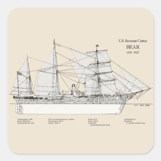 Sticker Carré USCGRC USRC Bear - SBD (Devant)