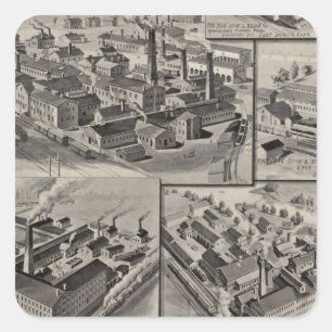 Sticker Carré Usines de picotin, d'arrimage et de Wilcox