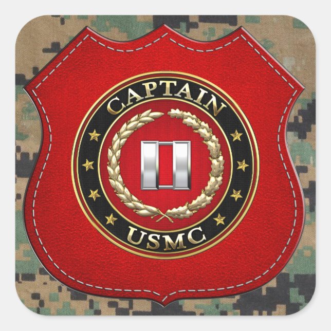 Sticker Carré USMC Capt [3D] (Devant)