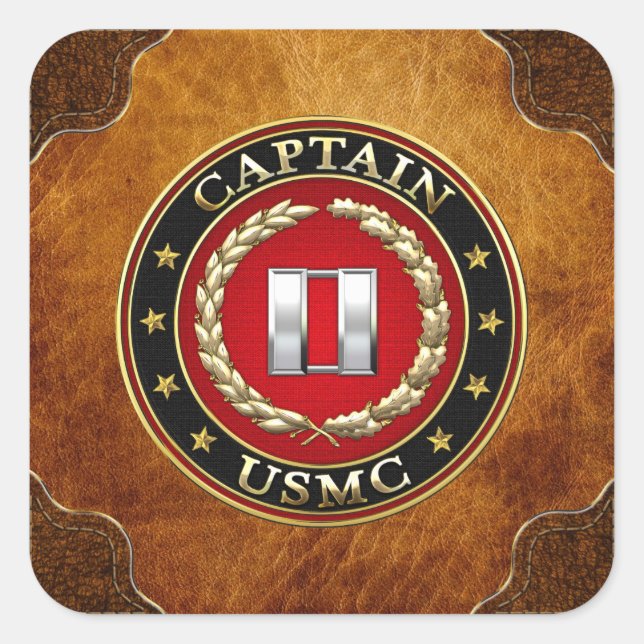 Sticker Carré USMC Capt [3D] (Devant)