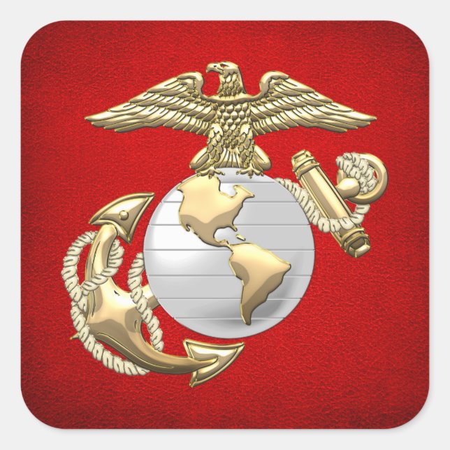 Sticker Carré USMC Eagle, Globe & Ancre (EGA) [3D] (Devant)