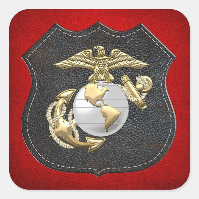 Sticker Carré USMC Eagle, Globe & Ancre (EGA) [3D] (Devant)