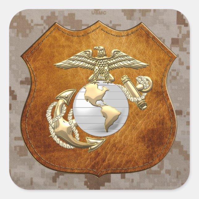 Sticker Carré USMC Eagle, Globe & Ancre (EGA) [3D] (Devant)