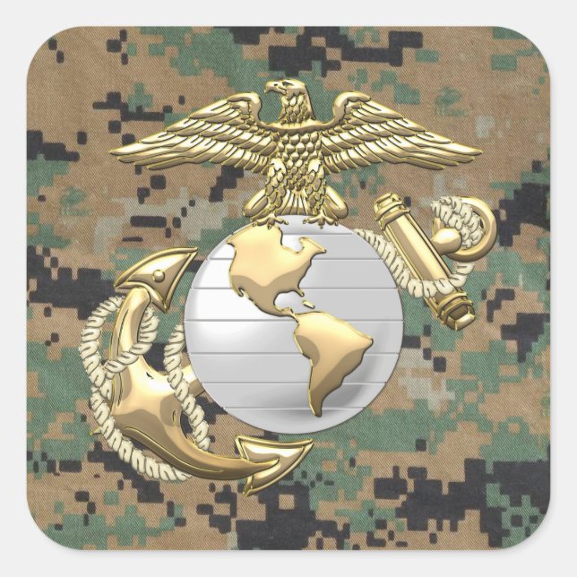 Sticker Carré Usmc Eagle, globe et Ancre (EGA) [3D] (Devant)