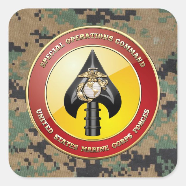 Sticker Carré USMC Opérations spéciales (MARSOC) [3D] (Devant)