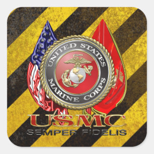 Sticker Carré Usmc Semper fi [Edition spéciale] [3D]