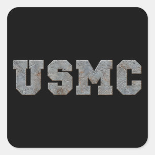 Sticker Carré USMC [texte rouillé]