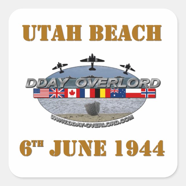 Sticker Carré Utah Beach 6th June 1944 (Devant)