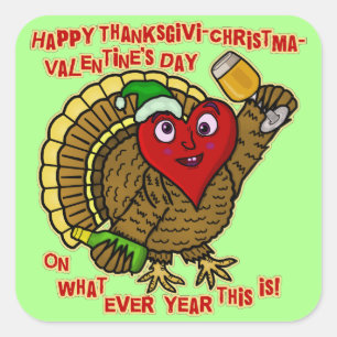 Sticker Carré Vacances amusantes Drunk Turkey Heart