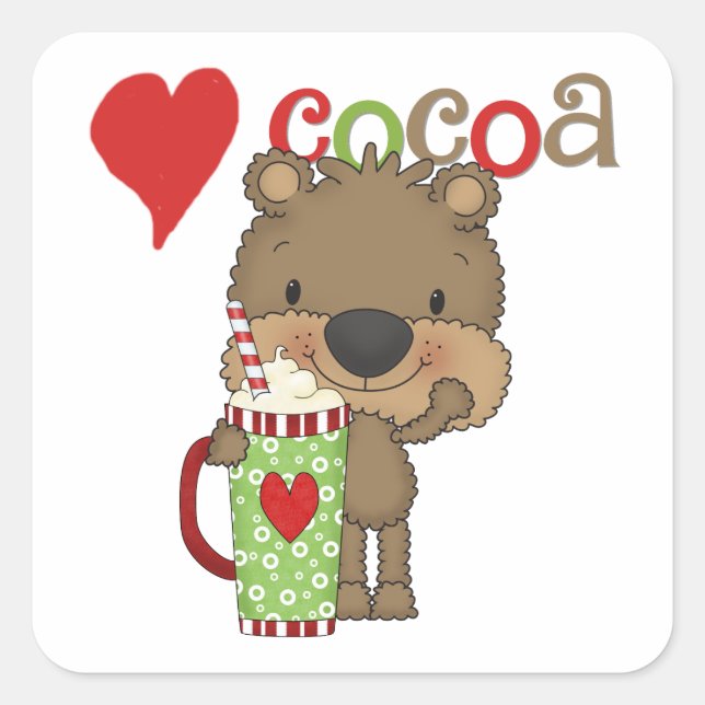 Sticker Carré Vacances d'amour de cacao d'ours (Devant)