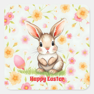 Sticker Carré Vacances de lapin Collection moderne de Pâques