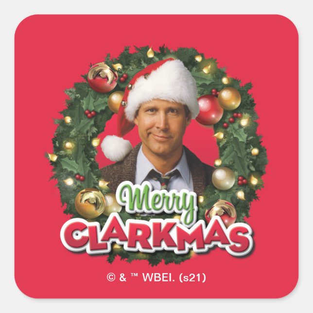 Sticker Carré Vacances de Noël | Merry Clarkmas (Devant)