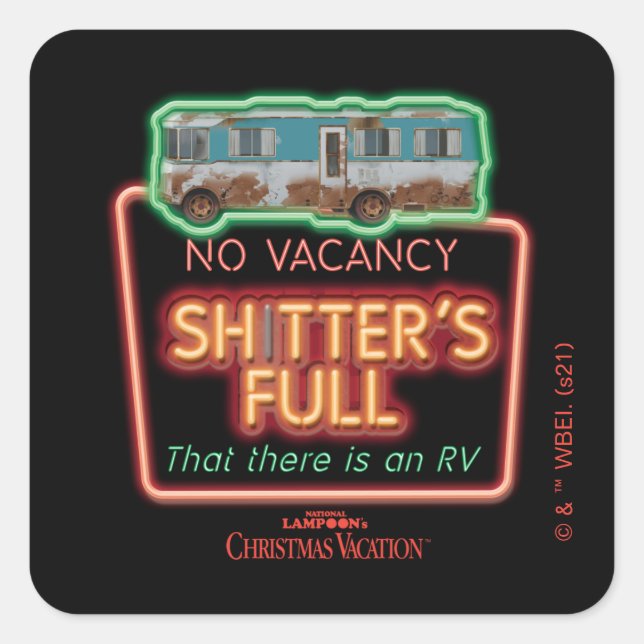 Sticker Carré Vacances de Noël | Sh*tter's Full Neon Sign (Devant)