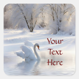 Sticker Carré Vacances de Noël Swan dans la neige magnifique
