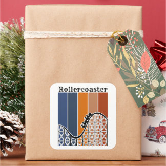 Sticker Carré Vacances d'été à cheval Rollercoaster Retro