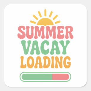 Sticker Carré Vacances d'été drôles Chargement Vacances Rétro