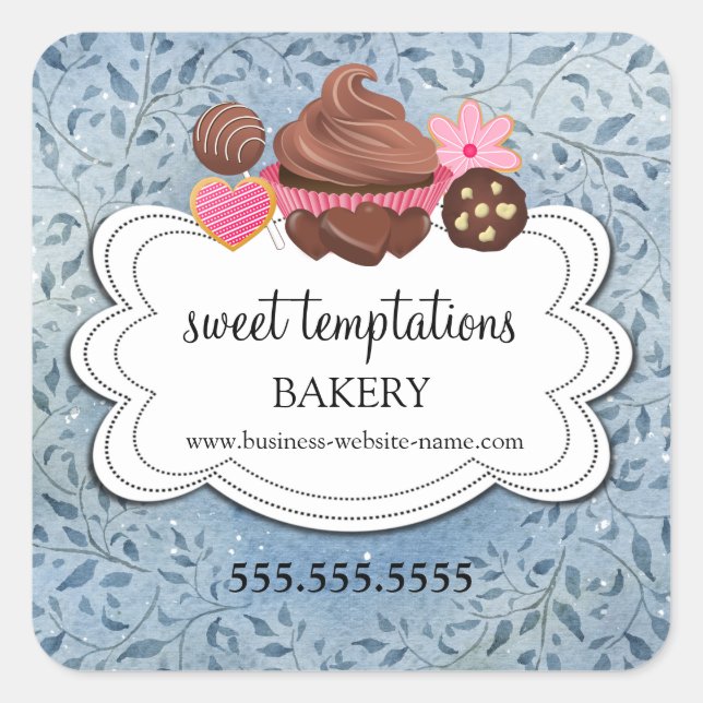 Sticker Carré Vacances d'hiver Desserts agrafés Boulangerie Emba (Devant)