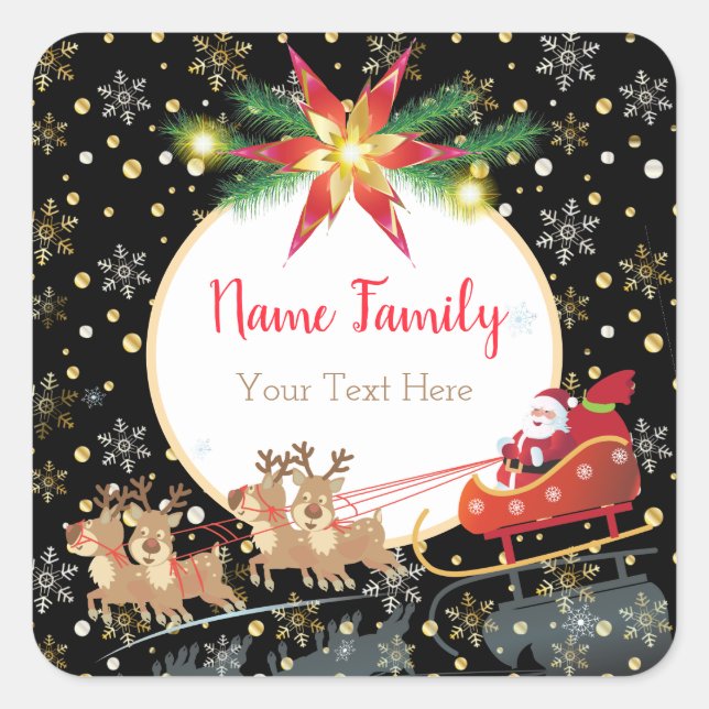 Sticker Carré Vacances d'hiver Noël et Nouvel An Père Noël Cadea (Devant)