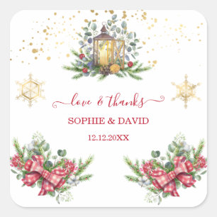 Sticker Carré Vacances d'hiver Pine Cônes Christmas Balls Mariag
