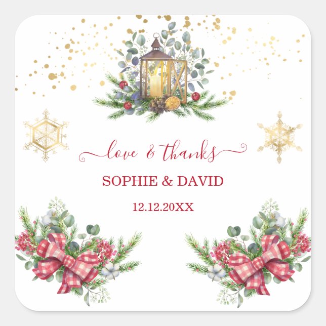 Sticker Carré Vacances d'hiver Pine Cônes Christmas Balls Mariag (Devant)