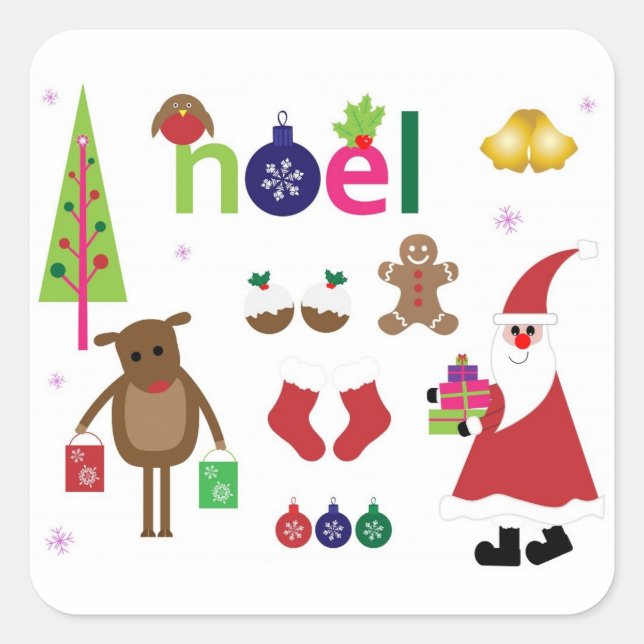 Sticker Carré Vacances Joyeux Noël (Devant)