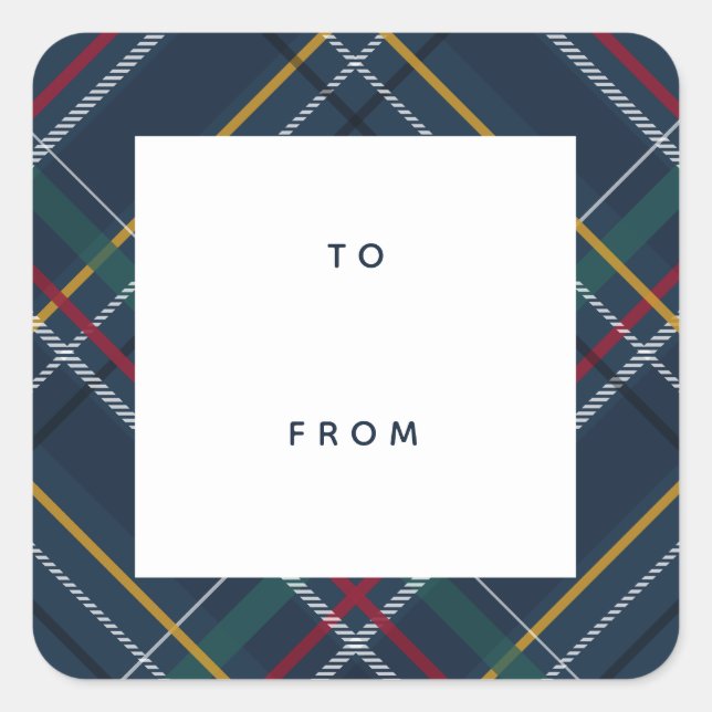 Sticker Carré Vacances plaid marine bleu à et du cadeau (Devant)