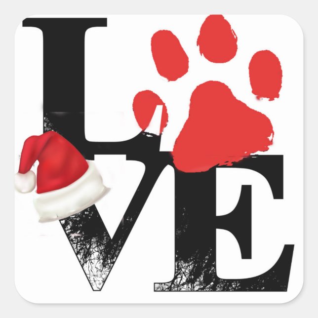 Sticker Carré Vacances Santapaws - Empreinte de patte dans l'AMO (Devant)