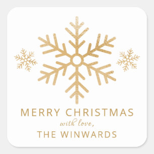 Sticker Carré Vacances White & Gold Foil Noël Snowflake