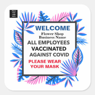 Sticker Carré  Vaccination de tous les employés Accueil commerci