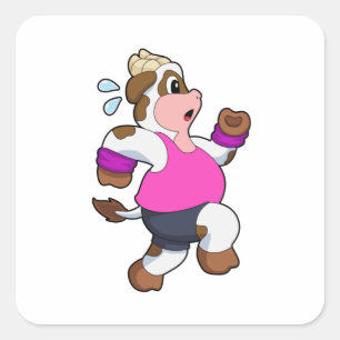 Sticker Carré Vache à la course