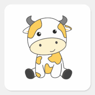 Sticker Carré Vache Banana Kawaii Retro Japonaise Banane Vaches