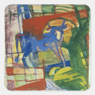 Sticker Carré Vache bleue, 1914 (température sur papier)