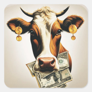Sticker Carré Vache en espèces