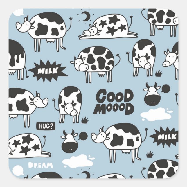 Sticker Carré Vache et lait (Devant)
