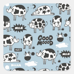 Sticker Carré Vache et lait