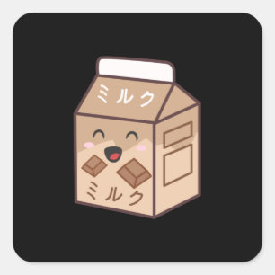 Sticker Carré Vache Kawaii Retro Japonaise Chocolat Vaches Lait