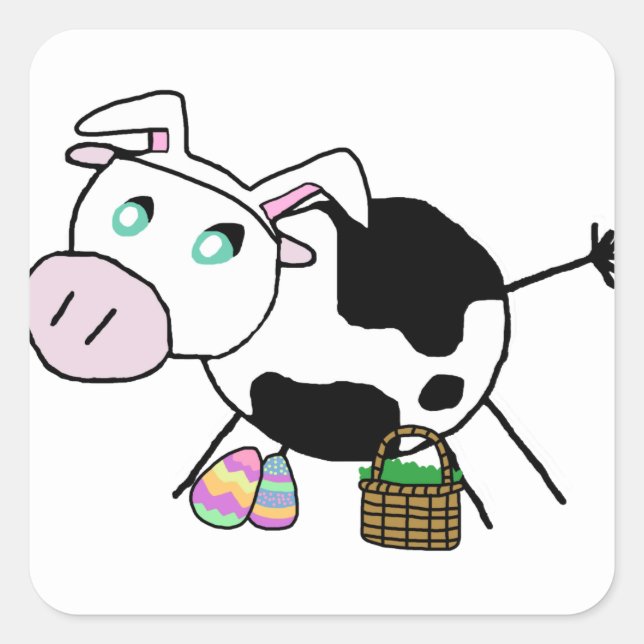 Sticker Carré Vache lapin de Pâques (Devant)
