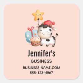 Sticker Carré Vache souriante mignonne Fête adorable Affaires