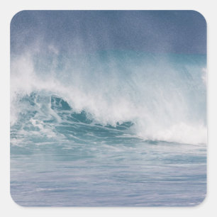 Sticker Carré Vague bleue déferlante, Maui, Hawaii, États-Unis 3