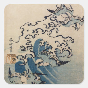 Sticker Carré Vagues et oiseaux, c.1825