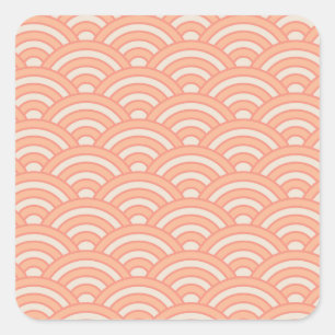 Sticker Carré Vagues Japonaises Peach Fuzz Seigaiha