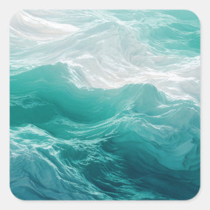 Sticker Carré Vagues océaniques turquoise abstraites de rêve