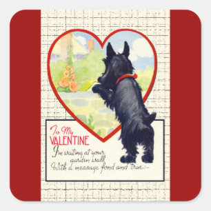 Sticker Carré Valentin chien Scottie Terrier Écossais
