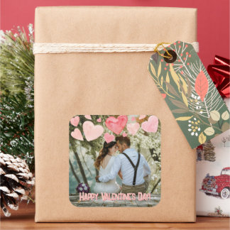 Sticker Carré Valentine Coeurs roses superposer Ajouter votre pr