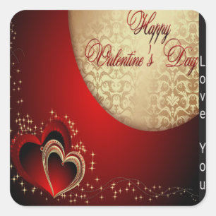 Sticker Carré Valentine Love You Heart