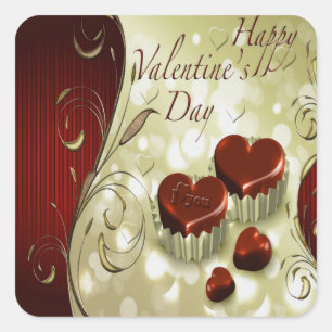 Sticker Carré Valentine Love You Heart 2