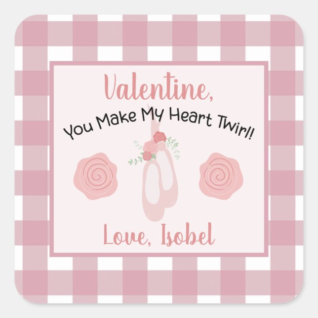 Sticker Carré Valentine, tu fais tourner mon coeur (Devant)