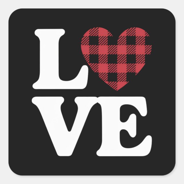 Sticker Carré Valentines Jour Coeur Plaid Amour (Devant)